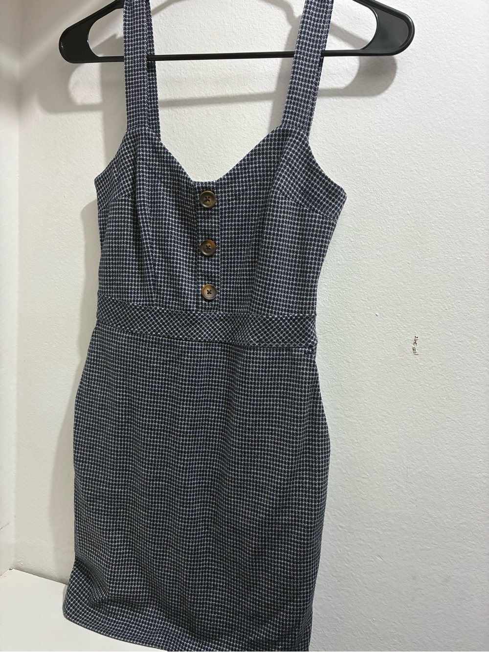 Abercrombie & Fitch Navy Check Button-Front Mini Dress
